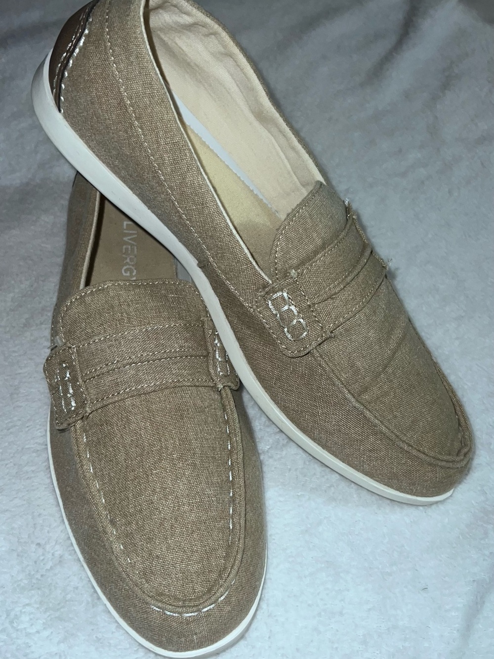 Men's Casual Slip-On Loafers in Taupe Canvas MS009 - Picture 5 of 7